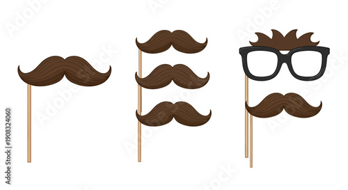 Humorous mustache and glasses party props for festive occasions and costume play with cartoon design