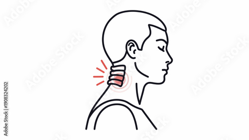 Neck Pain Illustration of Human Head Profile.