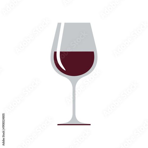 Elegant Wine Glass Filled with Red Wine, Isolated on White Background
