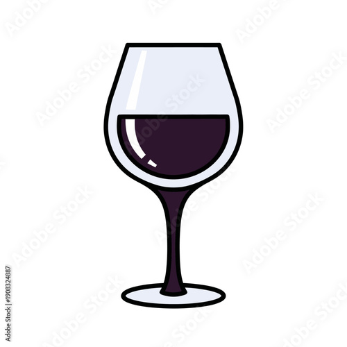 Red Wine Glass Icon - Simple Vector Illustration