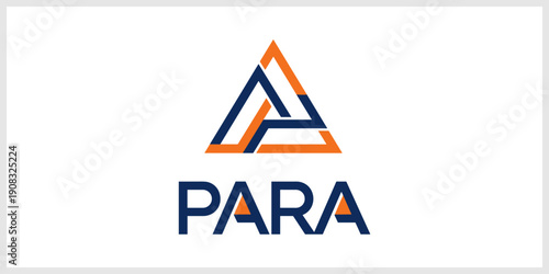 Modern Abstract Geometric Logo with Interlocking Blue and Orange Triangle and "PARA" Wordmark