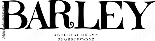 Barley Elegant Serif Font - Classic Decorative Alphabet Typeface with Organic Flourishes for Natural Branding, Food Packaging, Craft Beer Logos, and Timeless Editorial Design Vector Illustration