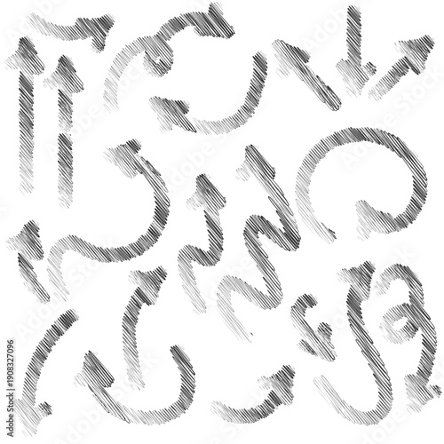Hand drawn arrow vector icons set