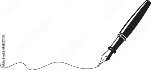 Minimalist Ink Feather and Writing Nib Line Art