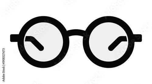 Minimalistic vector illustration of round eyeglasses with a bold frame
