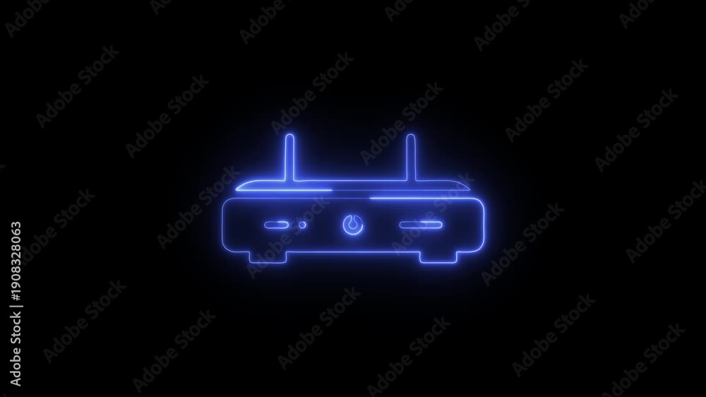 custom made wallpaper toronto digitalAbstract neon glowing smart home hub icon animation on a dark black background
