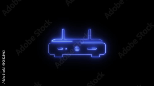 Wallpaper Mural Abstract neon glowing smart home hub icon animation on a dark black background Torontodigital.ca