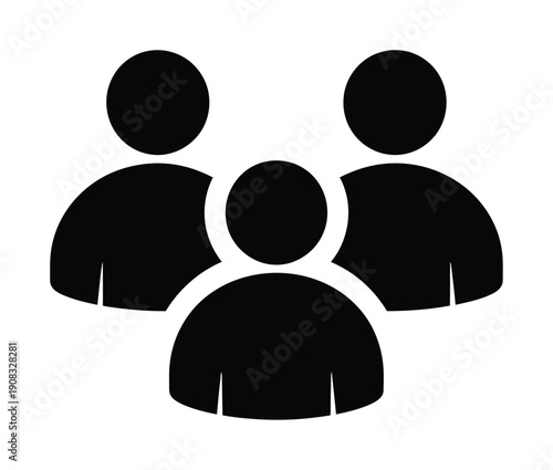 Vector icon shows a group of three people standing close together