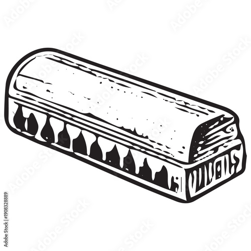 Magic Harmonica Engraving Fantasy Musical Spell Instrument Illustration