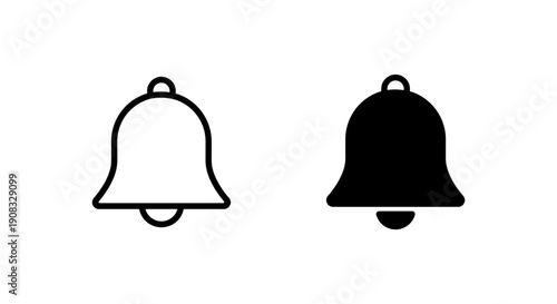 Simple bell outline icon. Notification alert symbol. Basic alarm sign