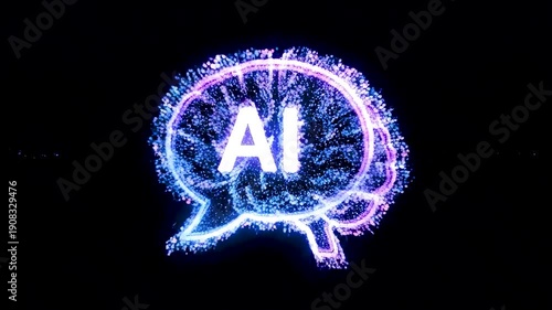 Artificial Intelligence Voice Assistant Visualization With Reactive Sound Wave Particles Transforming Into Digital Communication Forms