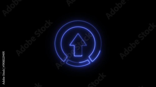 Wallpaper Mural Blue Neon Software Update Icon Animation with Glowing Arrow and Progress Circle for Technology Uploads Torontodigital.ca