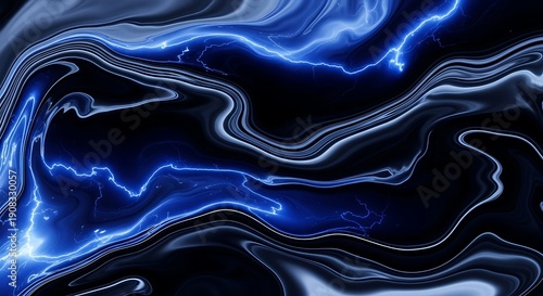 Abstract Blue Swirling Liquid Motion Design.