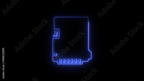Wallpaper Mural Neon Blue SSD Storage Icon Animation Seamless Loop for Digital Data and Technology Concepts Torontodigital.ca