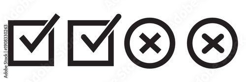 checkmark and X mark icon. check and uncheck icon vector. validation icon vector. for apps and websites