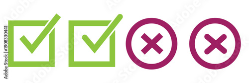 checkmark and X mark icon. check and uncheck icon vector. validation icon vector. for apps and websites
