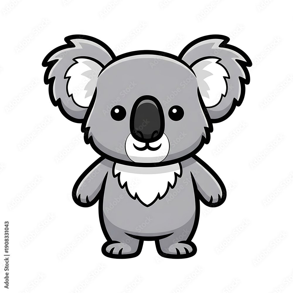 Naklejka premium Cartoon Koala Illustration on White Background.