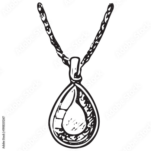 Mystic Amulet Necklace Engraving Magic Talisman Fantasy Illustration