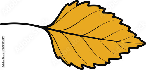 Minimalist Fall Foliage Doubly Serrated Birch Leaf Graphic