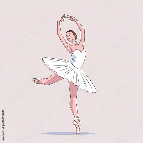 Ballet Dancer in White Tutu Performing.