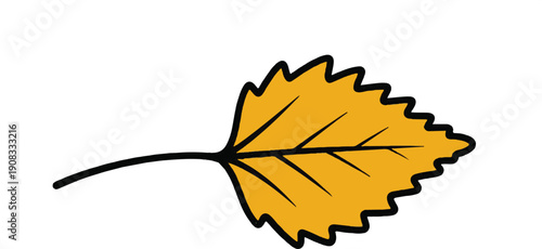 Golden Autumn Leaf Yellow Birch Illustration