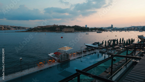 Sliema Waterfront Town in Malta on sunny day