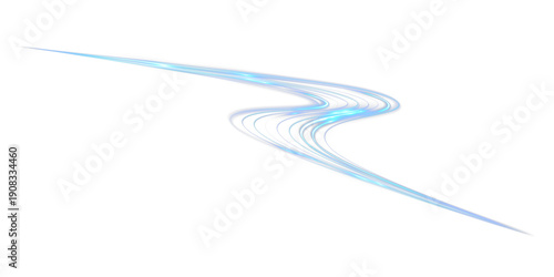Abstract blue light streak forming a sharp zigzag curve with glowing energy lines, creating a dynamic futuristic motion effect on a dark or transparent background.