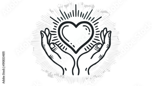 Nurturing love and care with cupped hands holding heart symbol