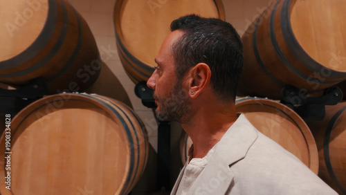 A tourist man visit winery in Malta