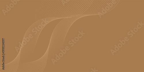 Abstract background with waves for banner. Web banner size. Vector background with lines. Element for design isolated. Brown gradient. Cafe, coffee, restaurant