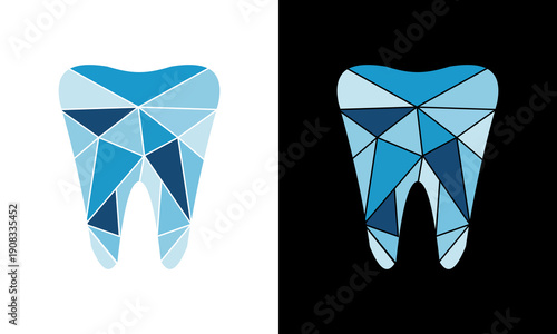 Geometric Tooth Illustration on Dual Contrasting Backgrounds from Front Viewpoint