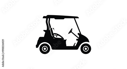 A minimalist black silhouette depicts a golf cart showcasing its basic form and design elements high quality professional