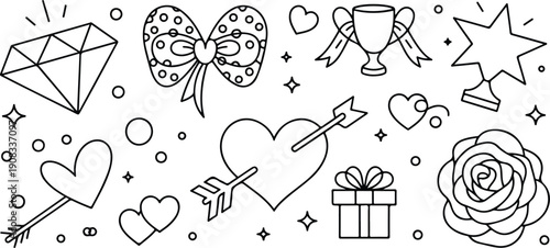 Seamless Floral Vector Pattern with Hearts Butterflies and Birds