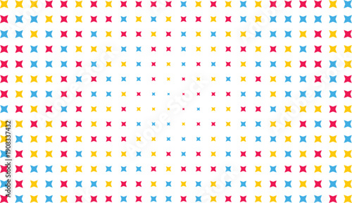 Halftone vector illustration featuring colorful star pattern grid on transparent background
