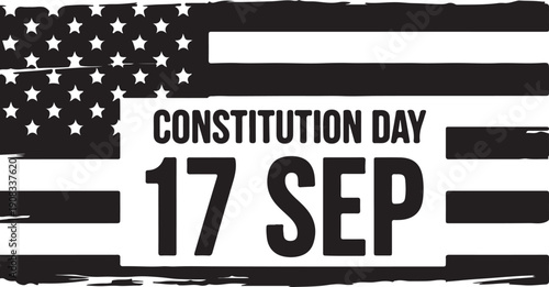 Celebration of constitution day on september seventeenth with american flag design
