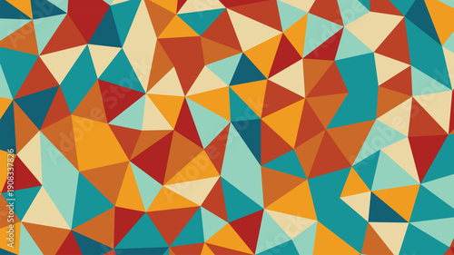 Bold geometric mosaic pattern with earthy red and teal triangle shapes vector illustration