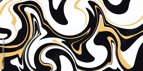 Black, white, and gold abstract marble pattern design with fluid shapes of color. grunge lines ikat pattern, ikat seamless pattern, Vector illustration background for print the paper.