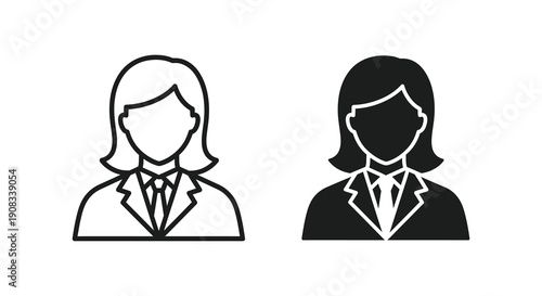 Two contrasting representations of a female doctor or professional in a suit are shown high quality detailed modern