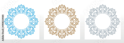 Set of decorative frames Elegant vector element for design in Eastern style, place for text. Floral colored frames. Lace illustration for invitations and greeting cards
