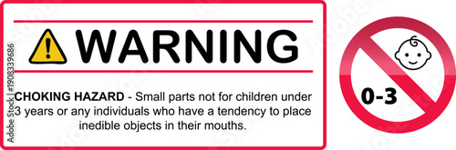 Official choking hazard warning symbol for small parts under three years