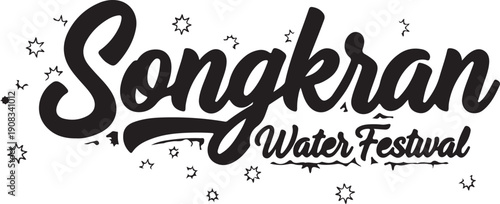 Vibrant songkran water festival logo with decorative elements and stylish typography