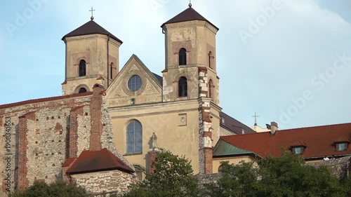 Detail of the western face of the Benedictine Abbey, Krakow, Poland, ground shot