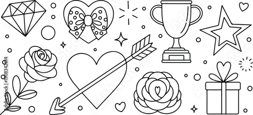 Seamless Floral Vector Pattern with Hearts Butterflies and Birds