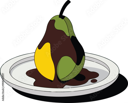 Decadent French Dessert Pears Belle Helene Illustration