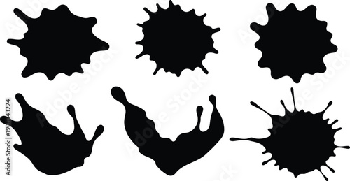 Black Ink Splash Isolated on White Background for Creative Design Element