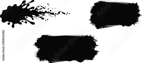 Black Ink Splash Isolated on White Background for Creative Design Element
