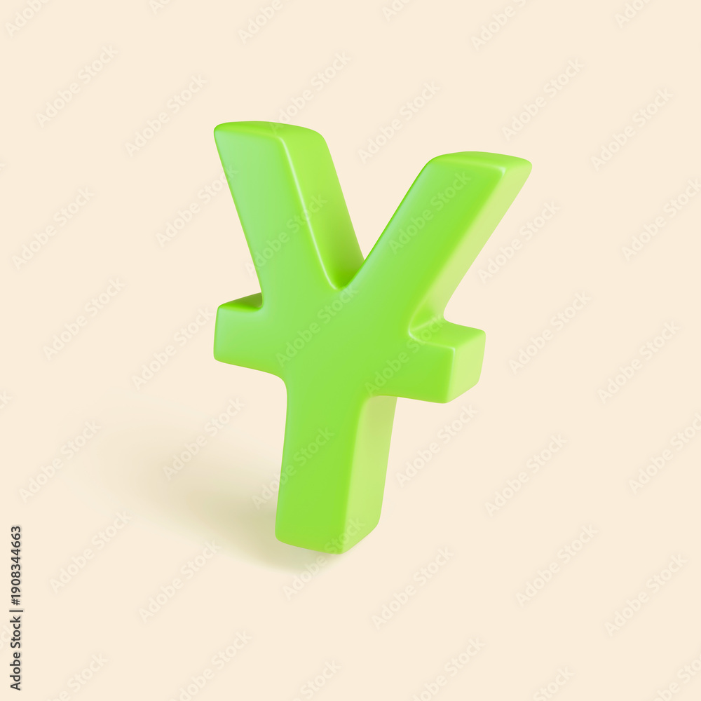 Obraz premium Green Yen Currency Symbol Finance and Money Concept