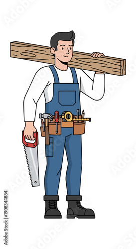A male carpenter is working, vector illustration design