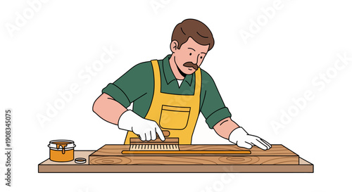 A carpenter is sanding wood, vector illustration design