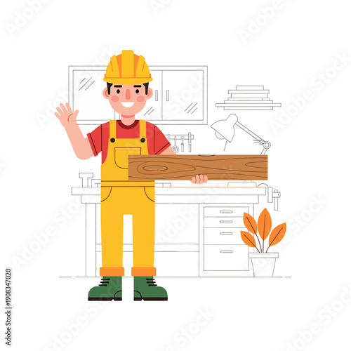 A male carpenter, vector illustration design